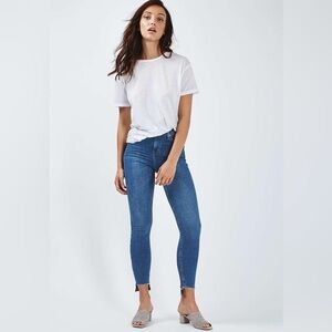 Topshop Jamie Skinny Jeans High Rise Ankle Cropped Step Hem Blue Size 26